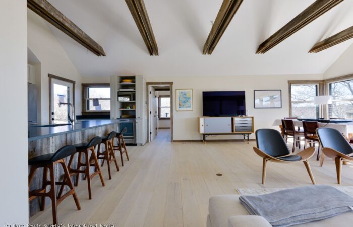 view of living space at 247 polpis road, rear house. Nantucket, MA. Flooring by Nantucket Wood Floors and R Bradley Builders